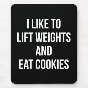 Hiss-vikter och eat Cookies-Funny Workout Musmatta