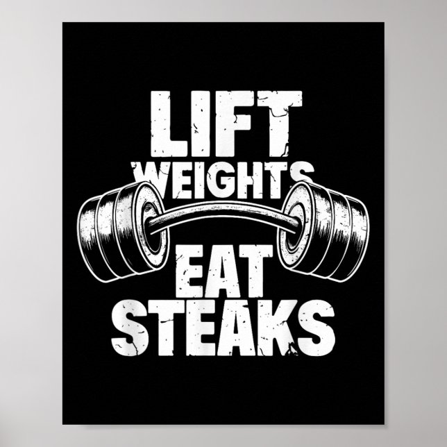 Hiss Weights Eat Steaks Funny Gym Fitness Motivati Poster (Framsidan)