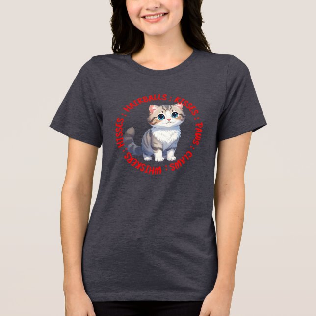 Hisses and Kisses, Scottish fold cat T Shirt (Framsida)