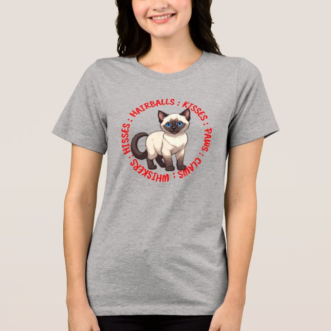 Hisses och Kisses, siamesisk katt T Shirt (Framsida)