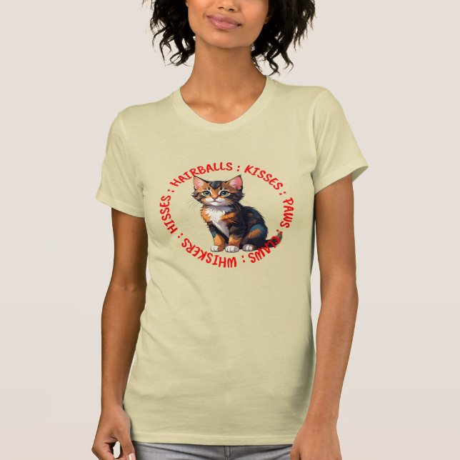 Hisses och Kisses, Tortoiseshell-katt T Shirt (Framsida)