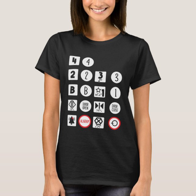 Hissknappar Operatör Vertikal Mekniker T Shirt (Framsida)