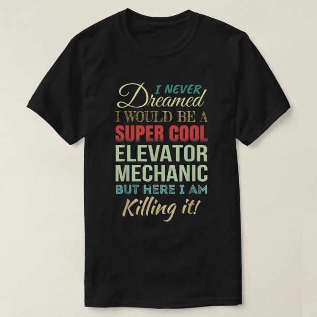 Hissmontör Rolig T Shirt (Design framsida)