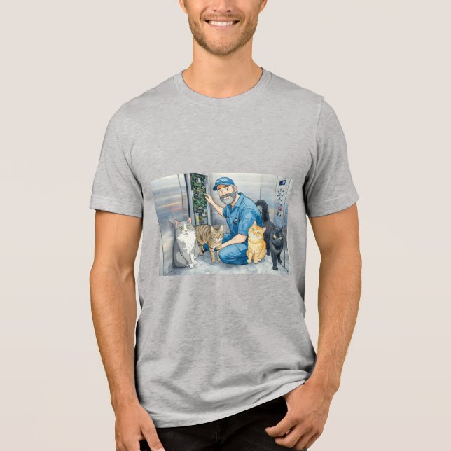 Hissreparatör med sina katter t shirt (Framsida)