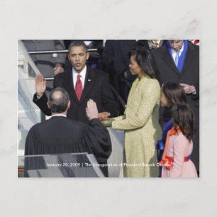 HISTORIA: Barack Obama-familjen vid invigningscere Vykort