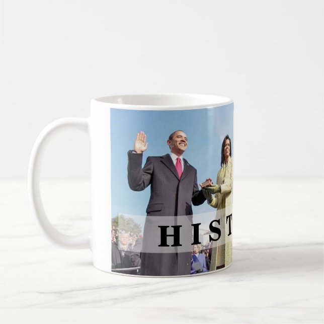 HISTORIA: President Obama Sweing in Ceremony Kaffemugg (Vänster)