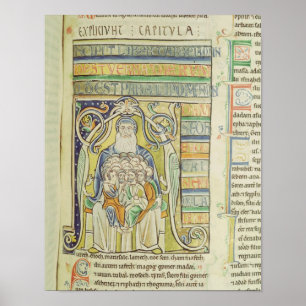 Historiated brev "A" som visar generationer Poster