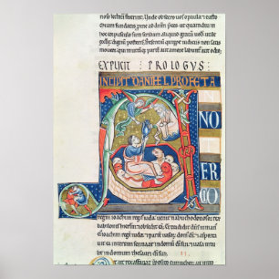 Historiated initialt "A" som visar Daniel Poster