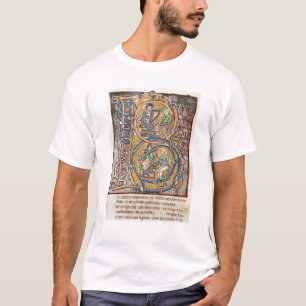 Historiated initialt "B" som visar kungen David T-shirt