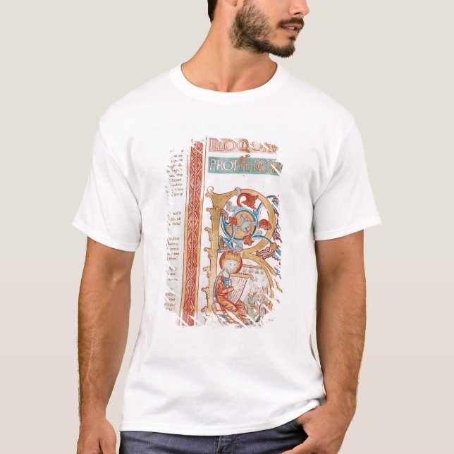 Historiated initialt "B" som visar kungen David T Shirt (Framsida)