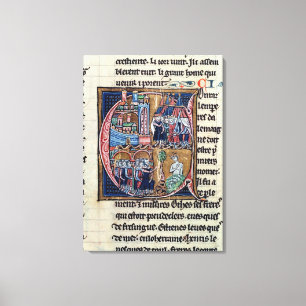 Historiated initialt "C" som visar Conrad III Canvastryck