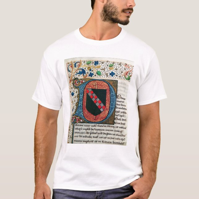 Historiated initialt "D" som visar vapenskölden Tee (Framsida)