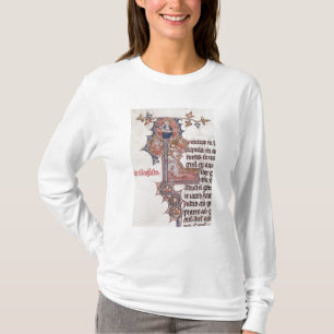 Historiated initialt "L" som visar träd av Tee Shirt