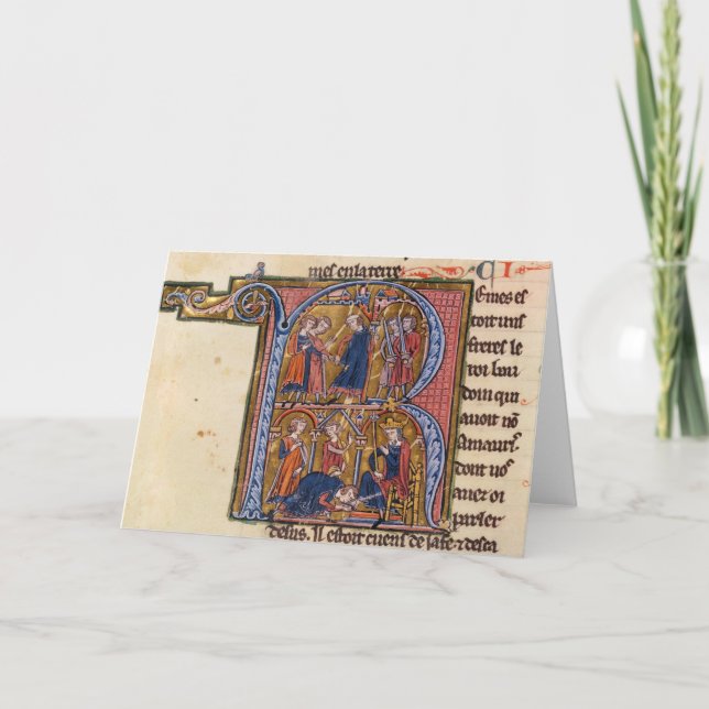 Historiated initialt "R" som visar sultanen Anteckningskort (Framsida)