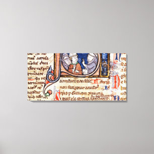 Historiated initialt "S" som visar Pope Gregory Canvastryck