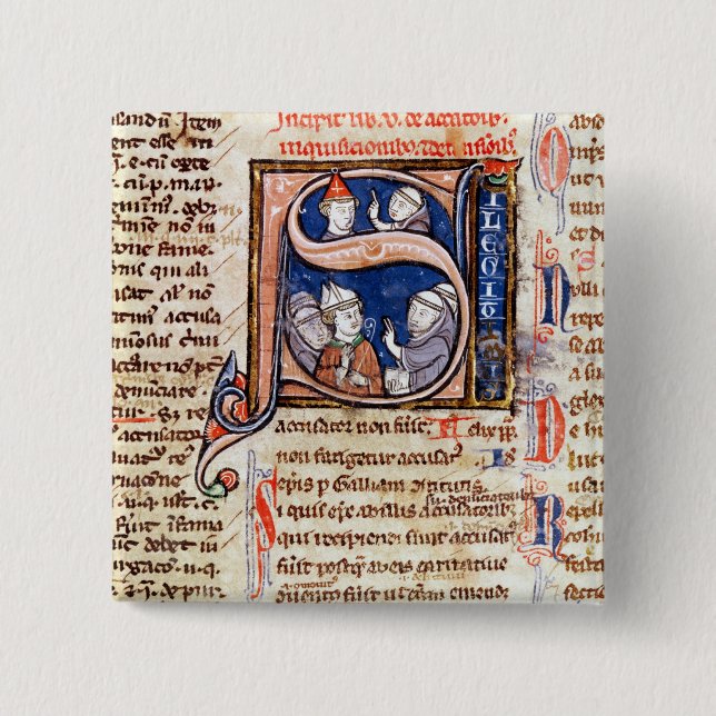 Historiated initialt "S" som visar Pope Gregory Knapp (Framsida)