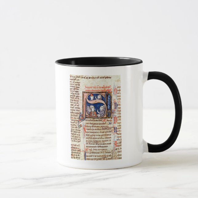 Historiated initialt "S" som visar Pope Gregory Mugg (Höger)