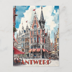 Historic Antwerp Belgium Travel Vykort
