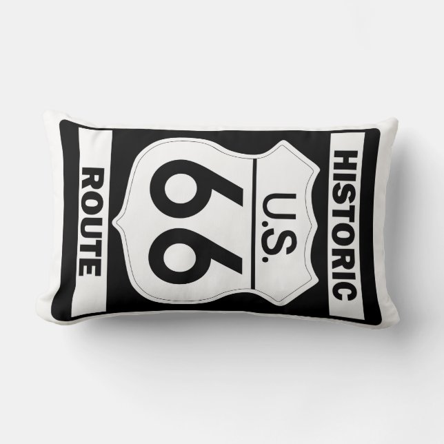 Historic Black Route 66 American Mojo Pillow Lumbarkudde (Framsida)