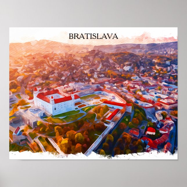 Historic Bratislava Slovakia - Watercolor Skyline  Poster (Framsidan)