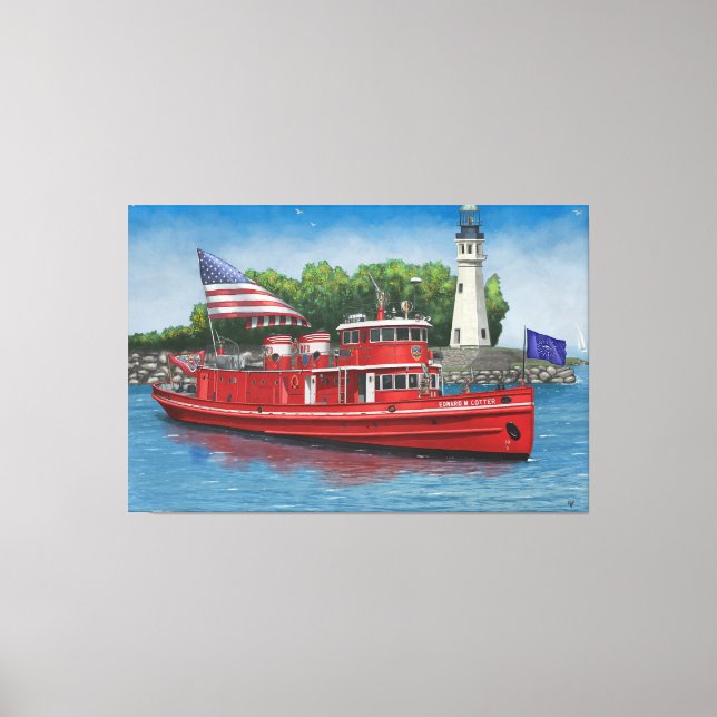 Historic Buffalo Fireboat Edward M. Cotter Canvastryck (Framsida)