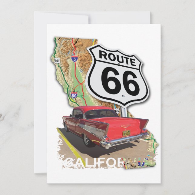 Historic California Route 66 Tack Kort (Framsida)