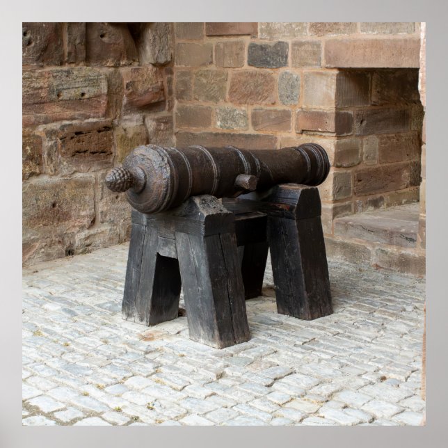 Historic Cannon on Wooden Stand Poster (Framsidan)