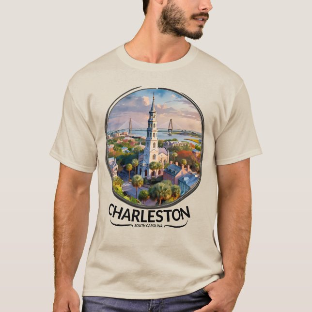 Historic Charleston South Carolina Artistic T Shirt (Framsida)