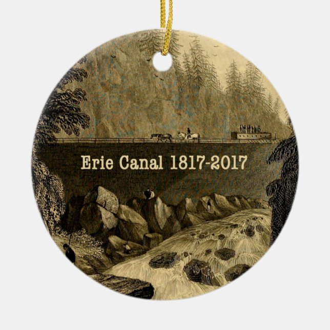 Historic Erie Canal Bicentennial Years Julgransprydnad Keramik (Framsidan)