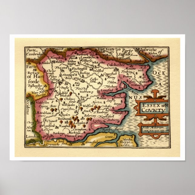 Historic Essex County Karta, England Poster (Framsidan)