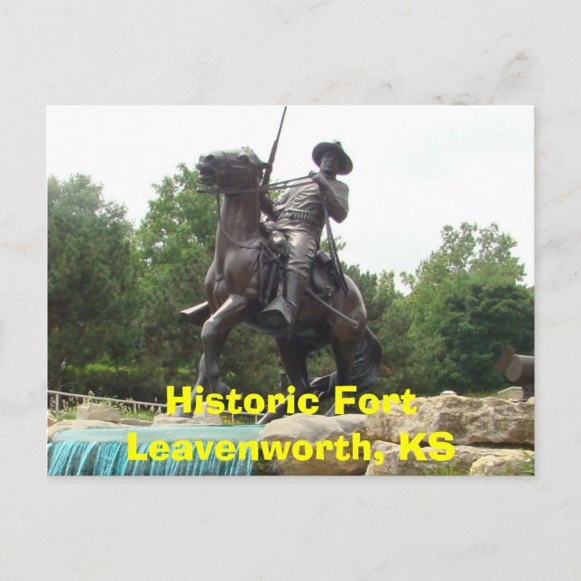 Historic Fort Leavenworth, KS-Buffalo Soldier Mon Vykort (Framsida)