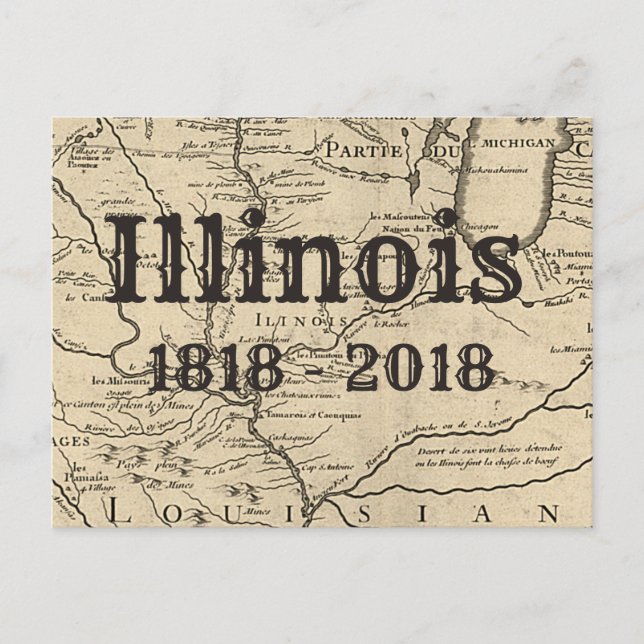 Historic Illinois Bicentennial Vykort (Framsida)