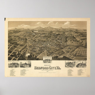 Historic Karta i Bedford Virginia Poster