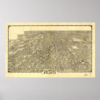 Historic Karta of Atlanta, Georgien, 1919 Poster