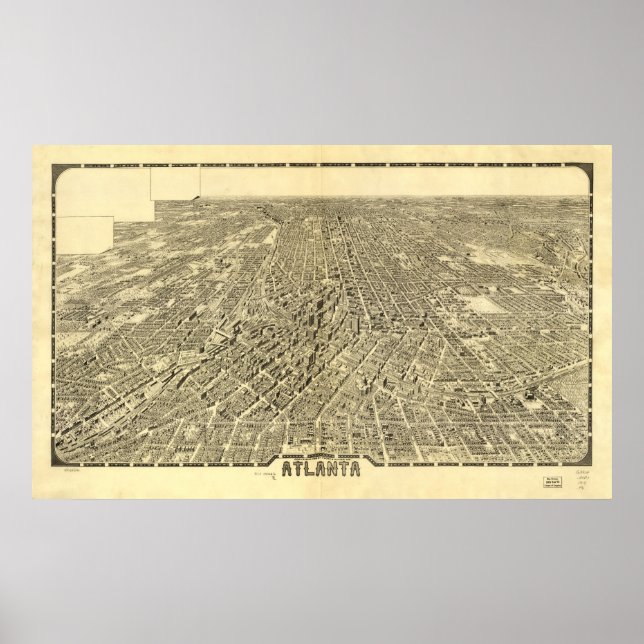 Historic Karta of Atlanta, Georgien, 1919 Poster (Framsidan)