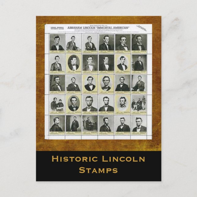 Historic Lincoln Frimärke Art Print Vykort (Framsida)