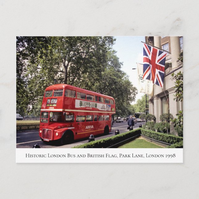 Historic London Buss, British Flagga, 1998 Vykort (Framsida)