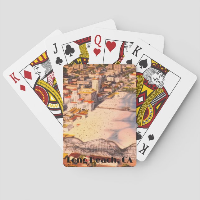 Historic Long Beach, California Boardwalk View Casinokort (Baksidan)