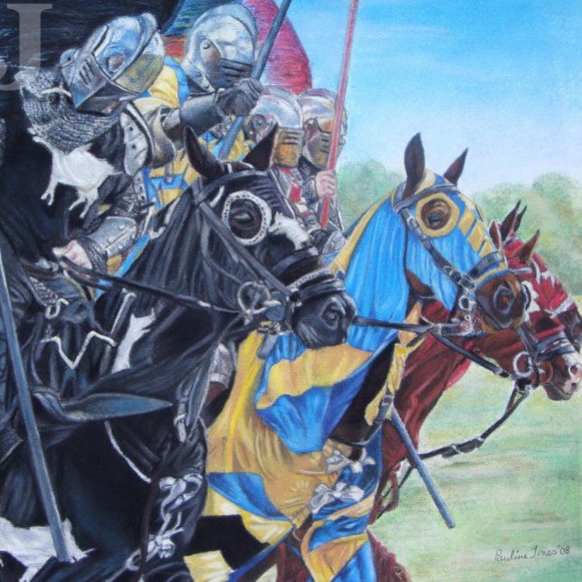 historic medieval knights jousting on horses pussel (Skapare uppladdad)
