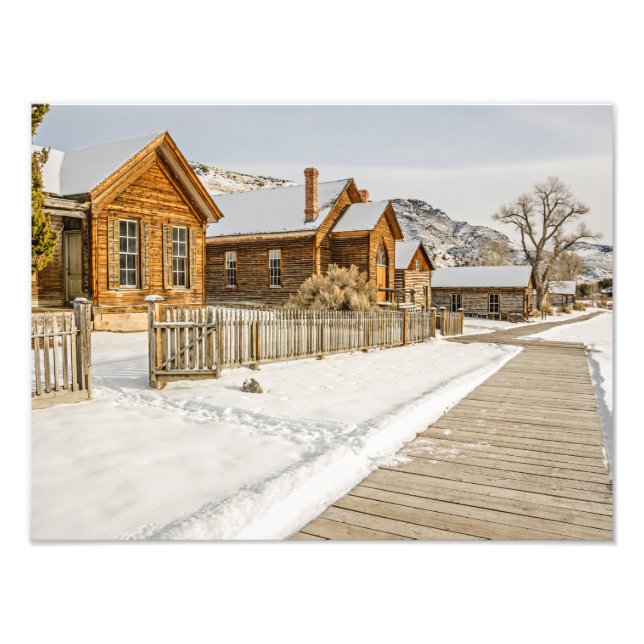 Historic Montana Ghost Town i Winter Fototryck (Framsidan)