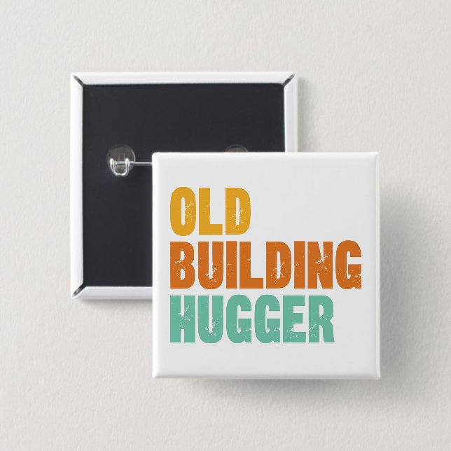 Historic Preservation Pin, Old Building Hugger Knapp (Framsida & baksida)
