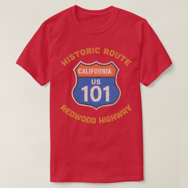 Historic Route 101 Redwood Highway Grind de två T Shirt (Design framsida)