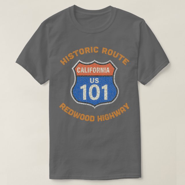 Historic Route 101 Redwood Highway Grind de två T Shirt (Design framsida)