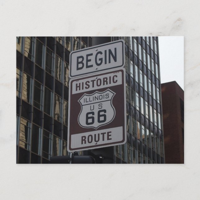 Historic Route 66 Chicago Skylt Resa vykort (Framsida)