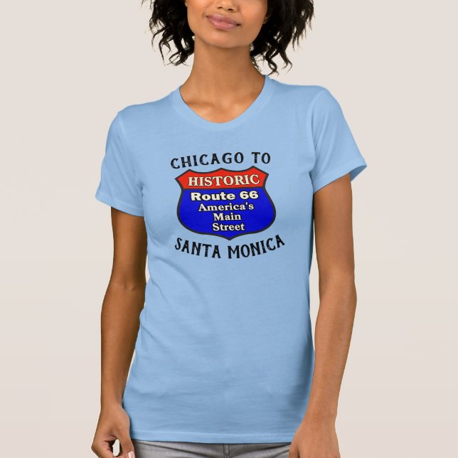Historic Route 66 Chicago till Santa Monica T Shirt (Framsida)