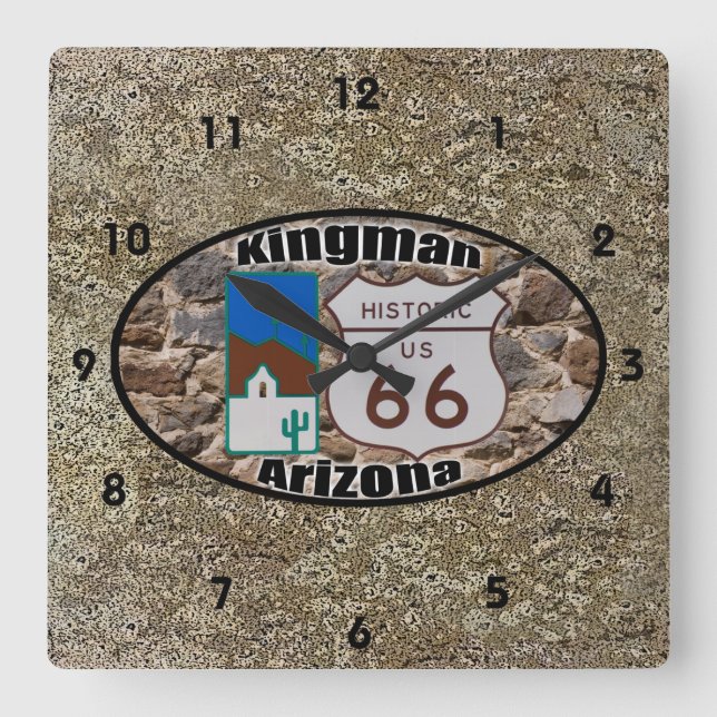 Historic Route 66 ~ Kingman, Arizona Fyrkantig Klocka (Front)