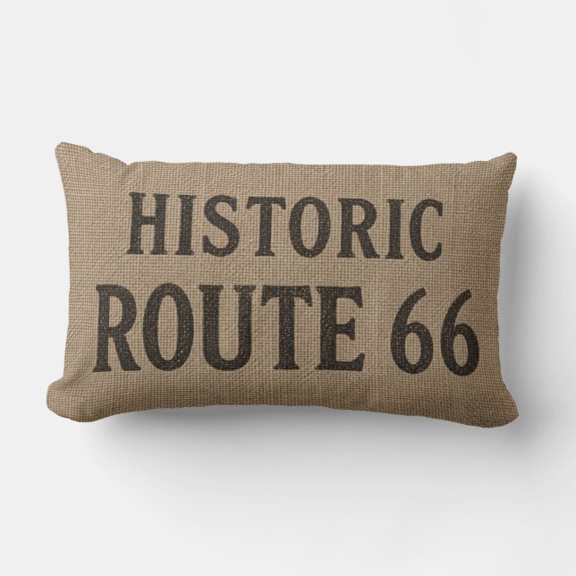 Historic Route 66 Linne Typografi Lumbarkudde (Framsida)