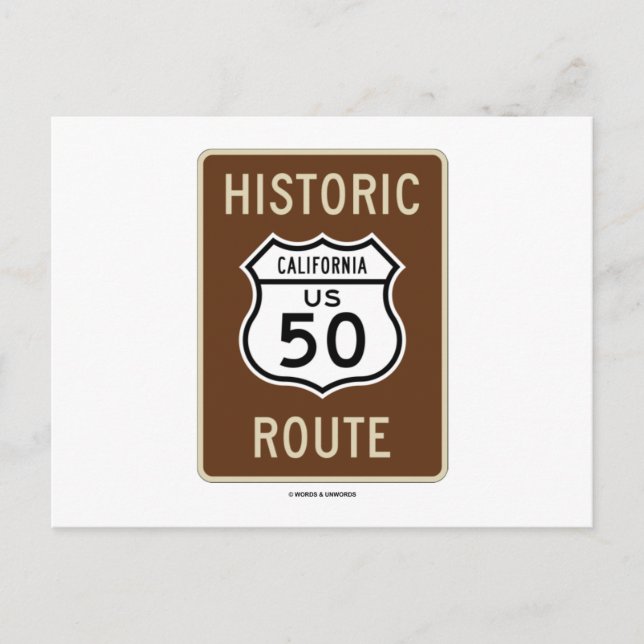 Historic Route US Highway 50 (Kalifornien) Vykort (Framsida)