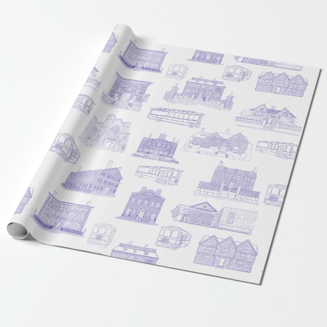 Historic Salem MORSA Mönster Wrapping Papper Presentpapper (Utrullad)