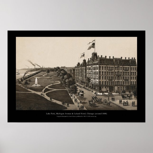 Historic view of Grant Park, Chicago (around 1880) Poster (Framsidan)